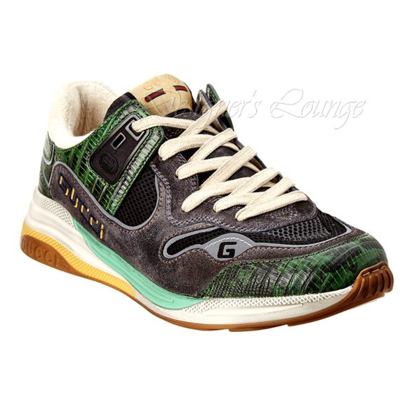 NEW GUCCI Men's ULTRAPACE Low Top Sneakers In Green Tejus Leather G 7.5 / US 8 - Picture 3 of 12